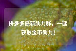 拼多多最新助力群，一键获取金币助力！