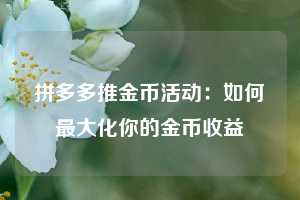 拼多多推金币活动：如何最大化你的金币收益  第1张