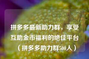 拼多多最新助力群，享受互助金币福利的绝佳平台（拼多多助力群500人）  第1张