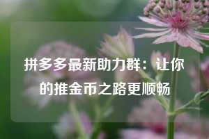 拼多多最新助力群：让你的推金币之路更顺畅