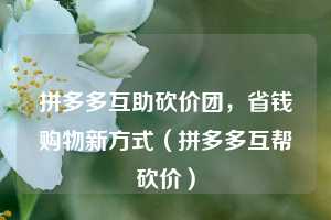 拼多多互助砍价团，省钱购物新方式（拼多多互帮砍价）  第1张