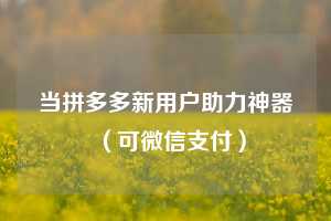 当拼多多新用户助力神器（可微信支付）