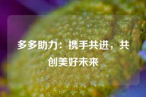 多多助力：携手共进，共创美好未来