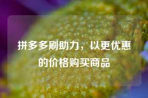 拼多多刷助力，以更优惠的价格购买商品