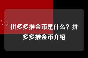 拼多多推金币是什么？拼多多推金币介绍